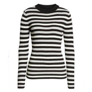 Halogen x Atlantic-Pacific Black & White Shimmer Stripe Sweater XS